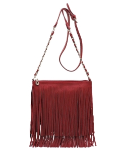 Faux Leather Fringe Hand Bag E031 RED